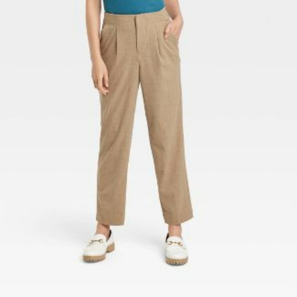 A New Day tan high rise relaxed fit tapered ankle trousers